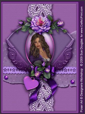 Danielle Cameo Purple Kit, 6 Pages, Including Decoupage Step by Step