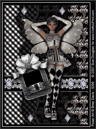 Nikki Faerie Black & White Kit, 6 Pages, Including Decoupage Step by Step