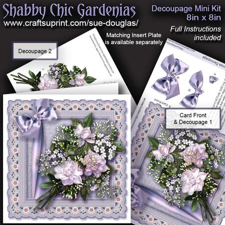 Shabby Chic Gardenias 8in x 8in Decoupage Mini Kit