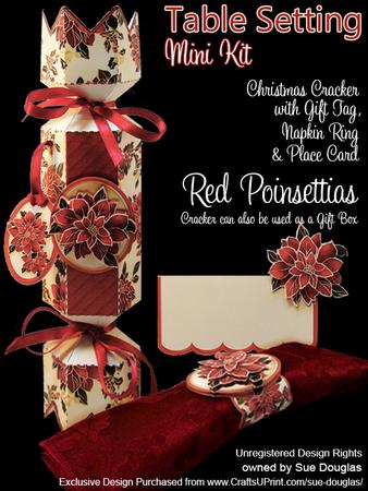 Table Setting Christmas Red Poinsettias Mini Kit