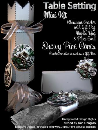 Table Setting Christmas Snowy Pine Cones Mini Kit