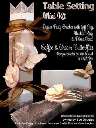 Table Setting Dinner Party Coffee & Cream Butterflies Miniki