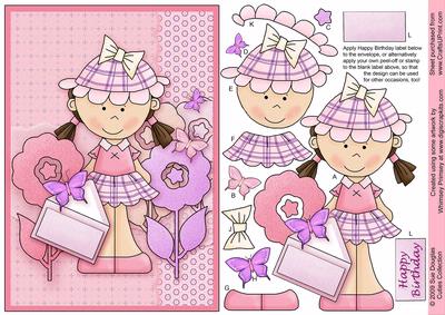 Sweetie Pie Pink Cutie Sheet, Including Decoupage Step by Step