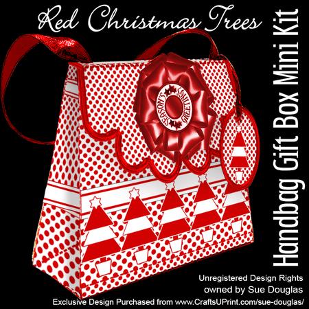 Handbag Gift Box Red Christmas Trees
