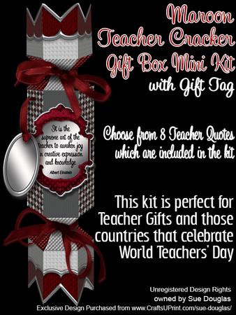 Maroon Teacher's Cracker Gift Box Mini Kit