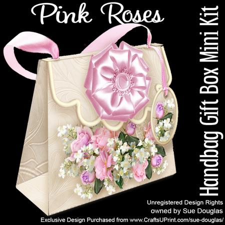 Handbag Gift Box Pink Roses Mini Kit