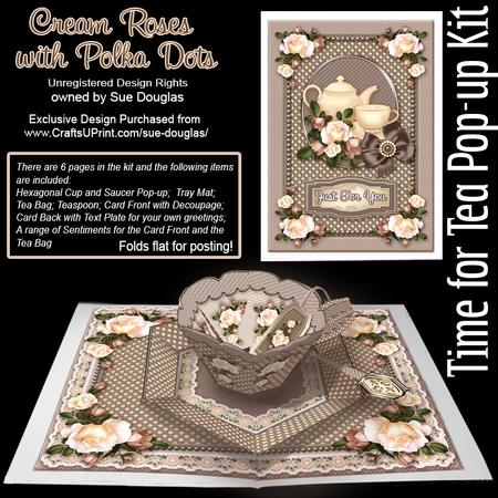 Time for Tea Pop-up Kit - Cream Roses with Polka Dots