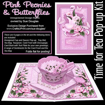 Time for Tea Pop-up Kit - Pink Peonies and Butterflies