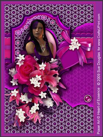 Sasha Cameo Purple Kit, 6 Pages, Including Decoupage Step by Step