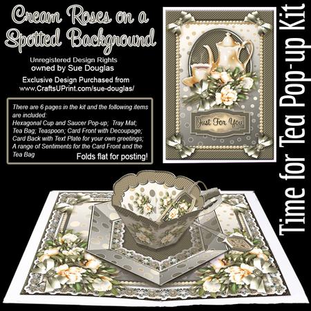 Time for Tea Pop-up Kit ? Cream Roses on a Spotted Backgroun