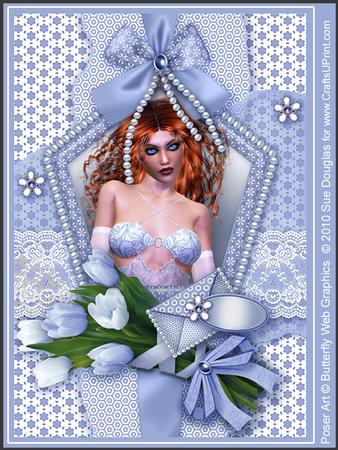 Kasey Cameo Blue Kit, 6 Pages, Including Decoupage Step by Step