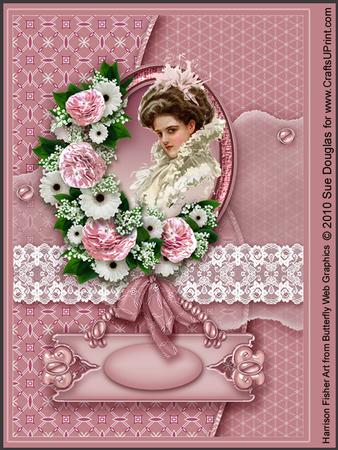 Beryl Vintage Cameo Pink Kit, 6 Pages, Including Decoupage Step by Step