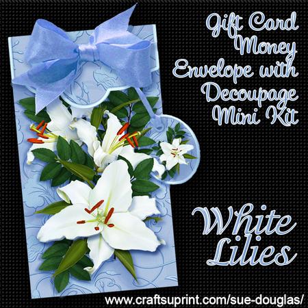 White Lilies Gift Card Money Envelope Mini Kit