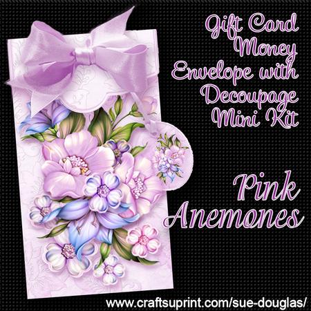 Pink Anemones Gift Card Money Envelope Mini Kit