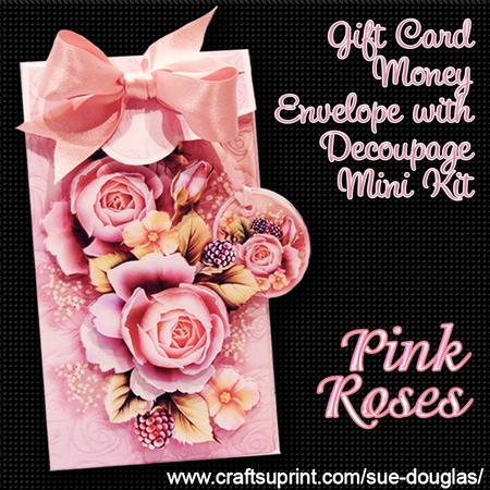 Pink Roses Gift Card Money Envelope Mini Kit