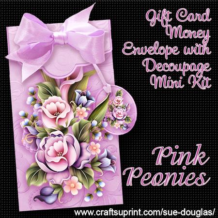 Pink Peonies Gift Card Money Envelope Mini Kit