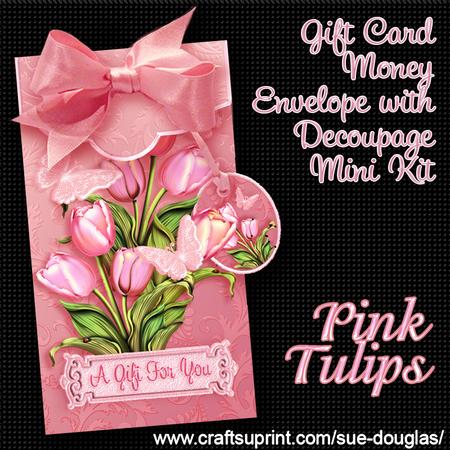 Pink Tulips Gift Card Money Envelope Mini Kit