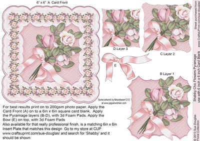 Shabby Chic Flowers 6in x 6in Pyramage
