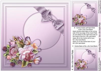 Shabby Chic English Roses Matching 8in x 8in Insert Plate