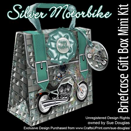 Briefcase Gift Box Silver Motorbike