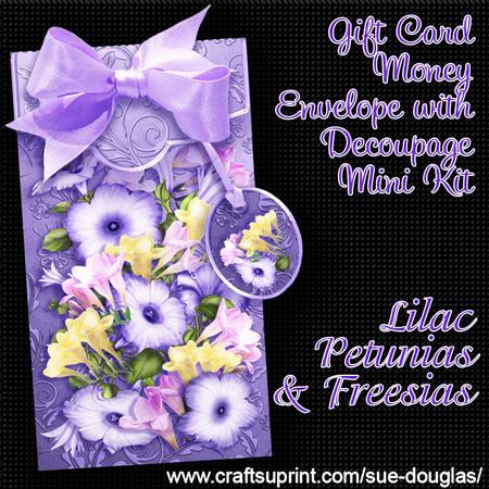 Lilac Petunias & Freesias Gift Card Money Envelope Mini Kit