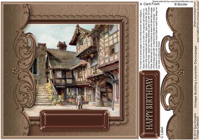 Vintage Building Leycester 8in x 8in Decoupage