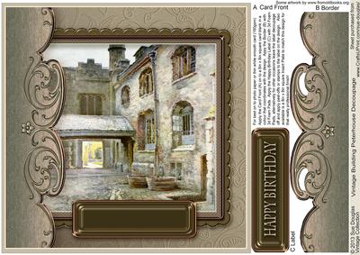 Vintage Building Peterhouse 8in x 8in Decoupage