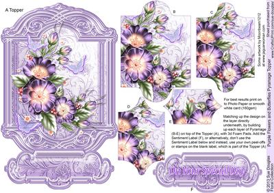 Purple Flowers and Butterflies Pyramage Topper