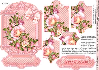 Pink Roses on a Polkadot Background Pyramage Topper