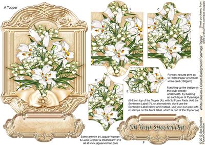 White Lilies on a Cream Background Pyramage Topper