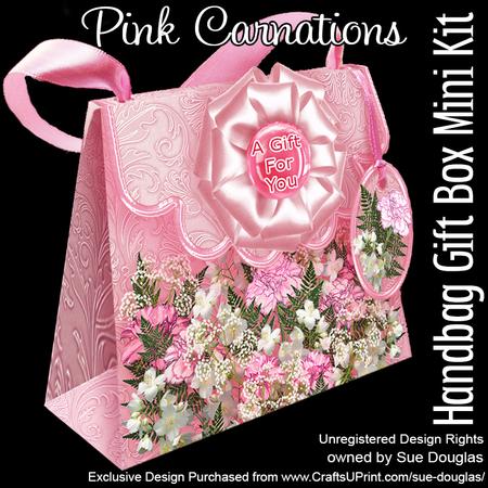Handbag Gift Box Pink Carnations
