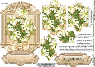 White Day Lilies on a Cream Background Pyramage Topper