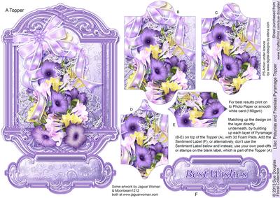 Lilac Petunias and Freesias Pyramage Topper
