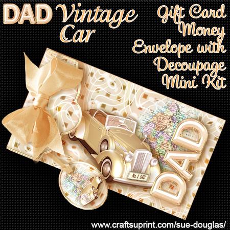 Dad Vintage Car Gift Card Money Envelope Mini Kit