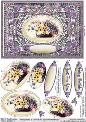 Arrangement of Flowers in a Bowl A5 Oval Pyramage