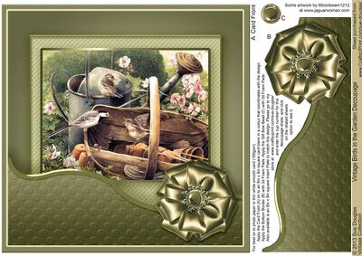 Vintage Birds in the Garden 8in x 8in Decoupage