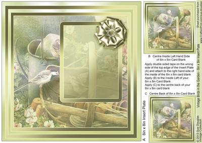 Vintage Birds in the Garden Matching 8in x 8in Insert Plate