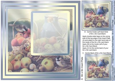 Vintage Birds Eating a Feast of Apples Matching 8x8 Ins Plat