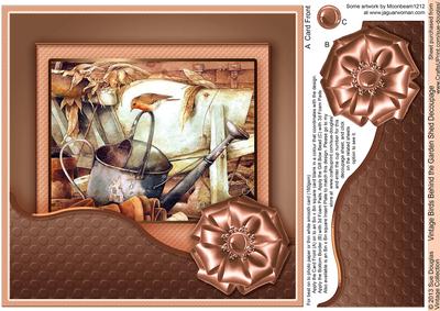 Vintage Birds Behind the Garden Shed 8in x 8in Decoupage