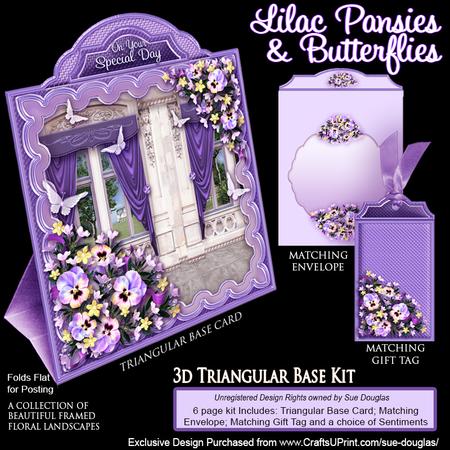 Triangular Base Kit Lilac Pansies & Butterflies