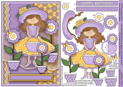 Fancy Girl Lilac Cutie Sheet, Decoupage, Step by Step