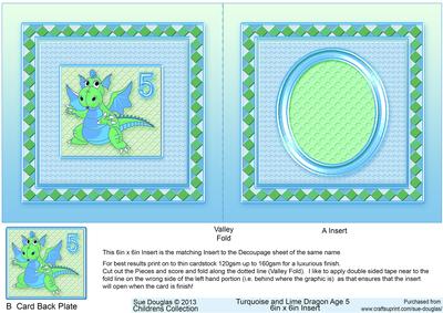 Turquoise and Lime Dragon Age 5 6in x 6in Insert