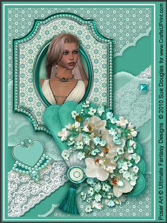 Sabrina Cameo Aqua Kit, 6 Pages, Including Decoupage Step by Step