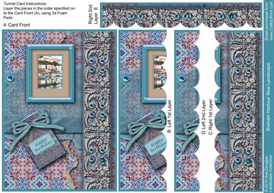 Brixham Harbour Blue Landscape, Tunnel Card Sheet