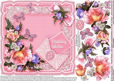 Peach Roses Lilac Flowers & Butterflies on a Silkcushion Dec