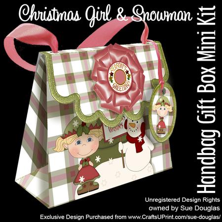 Handbag Gift Box Christmas Girl & Snowman