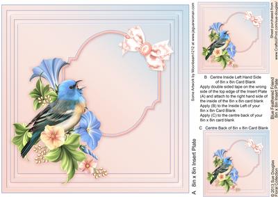 Blue Feathered Friend 8in x 8in Insert Plate