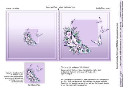 Lilac Flowers and Butterflies on a Fan 5in x 5in Insert