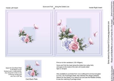 Roses and Butterflies on a Lace Frame 5in x 5in Insert