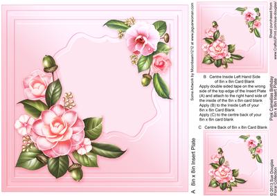 Pink Camellias Birthday 8in x 8in Insert Plate